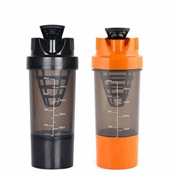 HAANS Cyclone Protein Gym Shaker Bottle 500 ml Pack of 2 (Black & Orange)