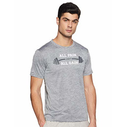 Fusefit Men's Printed Slim fit Sports T-Shirt (FFA-MT031-01_Grey Mel 2XL)