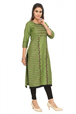 Jeff Co-op Women's Cotton Straight Maternity Kurti with Zipper, Printed Round Neck Feeding Kurta for Pre and Post Pregnancy (2XL, Green)