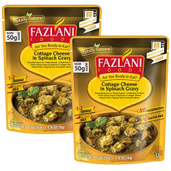 FAZLANI FOODS Ready to Eat Palak Paneer (Cottage Cheese in Spinach Gravy - Pack of 2, 300g | Tasty and Authentic Instant Food Meals | Suitable for Home, Travelling and Non-Cooking Days