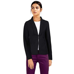 FRATINI WOMAN by Shoppers Stop Womens Shawl Lapel Solid Jacket (Black_Medium)