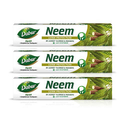 Dabur Herb'l Neem - Germ Protection Toothpaste with No added Fluoride and Parabens - 200 g (Pack of 3)