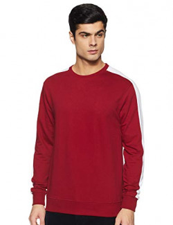 Amazon Brand - Symbol AW19MNSSW54 Men's Cotton Blend Round Neck Sweatshirt (Vintage Maroon, L)