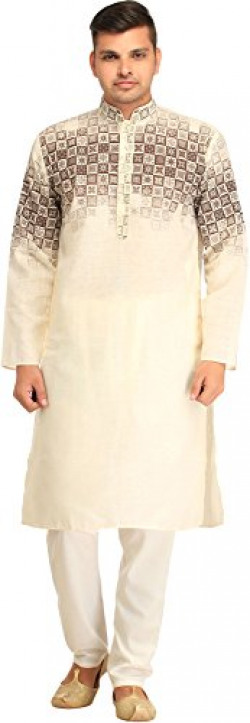 Exotic India Men's Cotton Kurta Pyjama (SPE98-40-ivory_ Beige_ 40)