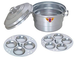 Jayam Traditional Standard Anodised Aluminium Idli Maker/Steamer/Cooker with 2 Plates / 9 Pot