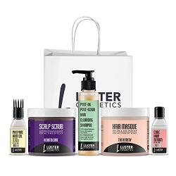 Luster Cosmetics Scalp Care Pack- Lavender & Avocado | Hair Oil | Scalp Scrub | Hair Shampoo | Hair Masque | Hair Serum | For Women & Men | Hair Care Pack - 415ml