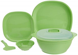 Signoraware Square Dinner Set, 21-Pieces, Parrot Green ...