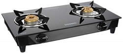 Amazon Brand - Solimo ISI Certified Manual Ignition 2 Burner Glass Top Gas Stove - Black