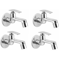 Prestige Passion (Long Body) Brass Bib Tap Faucet (Silver)- Pack of 4 Nozzle Cock Faucet(Wall Mount Installation Type)