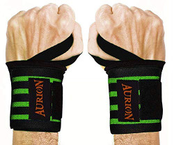 Aurion 19 inch Wrist Band with Thumb Loops Men Wrist Strap Wrist Wrap For Gym Accessories for Men for Hand Grip Women Wrist Support For Gym | Wrist Exercise Equipment Relief Wrist Pain Remedy | Green