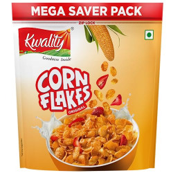 Kwality Corn Flakes 800g | Made with Golden Corns | 99% Fat Free, Natural Source of Vitamin & Iron | High in Protein & Fiber | Healthy Food & Breakfast Cereal | Low Fat & Cholesterol