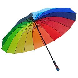 OmOverseas Multicolor Stylish Big Size Polyester Stick Umbrella Non-Foldable Umbrella for unisex