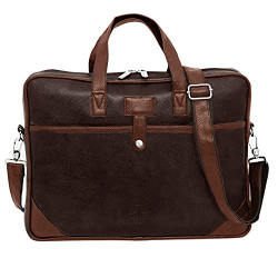 Storite PU Leather Laptop bag fits upto 14 inch Laptop Messenger Organizer Bag/Shoulder Sling Office Bag for Men & Women (39 x 4 x 29 cm, Brown)