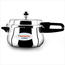 Butterfly Curve 5.5 Litres Pressure Cooker | Outer Lid | Stainless Steel | Induction & Gas Stove Compatible | ISI Certified | 5 Years Manufacturer's Warranty
