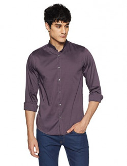 Pepe Jeans Men's Plain Slim Fit Casual Shirt (PIMW200135_Plum_XX-Large)
