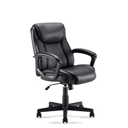 Sunon Office Chair Wide Seat Padded PU Leather Chairs Computer Chair Executive Chair, Adjustable Height Mid Back Chair with Lumbar Support with Leather Arm Rest, Black