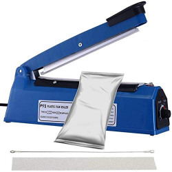 Corslet Heat Sealing Machine for Plastic Bag 8 Inch Packing Machine Packaging Bag Seal Hand Home Polithin Impulse Electric Manual Plastic Sealer Machines,Blue (8 Inch)