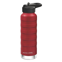 Milton Pebble 530 Thermosteel 24 Hours Hot and Cold Water Bottle with Spout Lid, 530 ml, Red (Pack of 1)