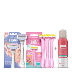 LetsShave Body & Bikini Shave Combo Set for Women - 3 Blade Full Body Razor for Women, Bikini Line Trimming Razor for Women with Whipped Shave Cream for Women