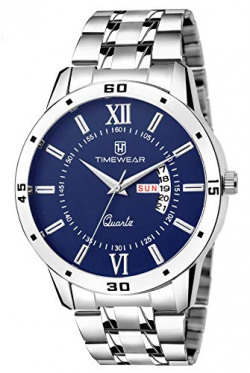 TIMEWEAR Casual Day Date Stainless Steel Watch Collection For Men Analogue Men's Watch(Blue Dial & Silver Colored Strap)-231Bdtg