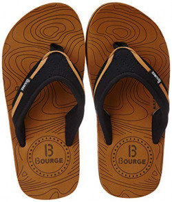 Bourge Men's Canton-Z1 Tan and Black Flip-Flops-2 (Canton-61-02)