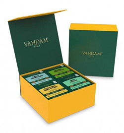 VAHDAM, Green Tea Wellness Kit- 60 Tea Bags | 4 Flavors, 15 Each | Variety Green Tea Bags | 100% Natural Detox Tea | Powerful Anti-Oxidants | Green tea Bags for Weight Loss | Slimming Tea