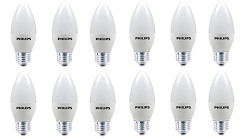 Philips 4-Watt 400-lumen Frosted Candle E27 Base (Cool White, Pack of 12) - Decorative, Ambience for Chandeliers, Wall lights, Desk lamps, Floor lamps