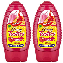 Dabur Honey Tasties (Strawberry) - 400g (Pack of 2, 200g each) | Enriched with Vitamin D | Source of Nutrition | No Added Sugar