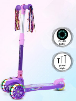 Little Olive Scooter For Kids 3 Years Above 3 Level Height LED PU Wheels with Extra Wide Brake(Purple)