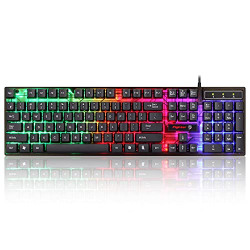 Enter Fighter USB Gaming Keyboard with Rainbow LED Lights, Windows Lock Key with 12 Multimedia Keys, Splash Resistant, LED Control Key