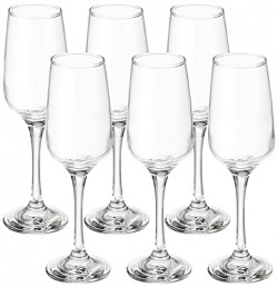 Amazon Brand - Solimo Champagne Glass Set, 220ml, Set of 6, Transparent