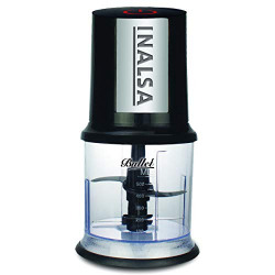 INALSA Electric Chopper Bullet- 400 Watts with 100% Pure Copper Motor| Chop, Mince, Puree, Dice | Twin Blade Technology| 900 ml Capacity| One Touch Operation, 1.30mtr Long Power Cord (Black/Silver)
