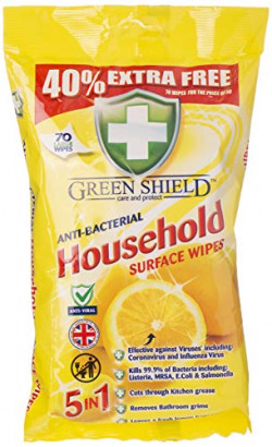 Greenshield Anti Bacterial Household Surface 70 Wipes Pack,40%Extra free