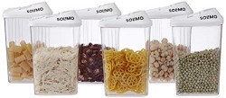 Amazon Brand - Solimo Plastic Storage Container- 1100 ml, 6 Pieces, White