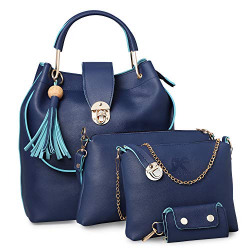 Speed X Fashion Combo Set Pu Leather Shoulder Bags For Women Set Of 4 (SRTY000GFR2) (Blue)