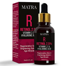 Matra Retinol Serum 2.5%, Vitamin C, E & Hyaluronic Acid Face Serum - Anti Wrinkle / Anti-Aging Serum with Niacinamide (Vit. B3), Aloe Vera & Green Tea  Best Retinol Serum
