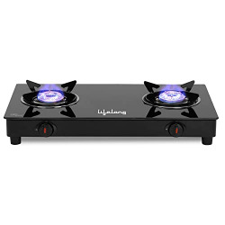 Lifelong 2 Burner Gas Stove Top for Kitchen - Automatic Ignition Cooktop Modern Glass Stove for Modular Kitchen, ISI Certified & Compatible with LPG - 1 Year Manufacturer's (Black, LLGS912)