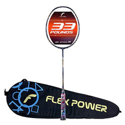 Flex Power Air Speed 11 (Mega Tension - 33LBS) Unstrung Full Graphite Badminton Racquet with Full Racket Cover (Black, Gold)