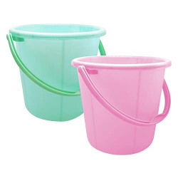 Wonder Plastic Bucket Set, Frosty for Home/Kitchen/Office, Set of 2 Pc, 6 Ltrs, Pink & Green Color, Made in India