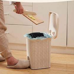 PARASNATH Rattan Pedal Dustbin 7 Litre Modern Lightweight Dustbin for Home and Office off white colour - Made In India - Diwali Launch Offer