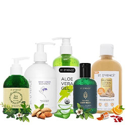 ST. D'VENCE Skin Care Kit For Men & Women, Combo Pack of Body Wash, Mulani Mitti Lotion, Tea Tree Face Wash, Tea Tree Body Wash & Aloe Vera Gel