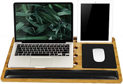 Callas BamBoard Pro Lap Desk with Wrist Rest, Mouse Pad, and Phone Holder - Natural Bamboo - Fits up to 17.3 Inch Laptops and Most Tablets (LS-07)