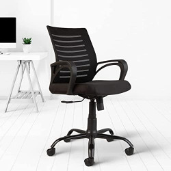 CELLBELL Desire C104 Mesh Mid Back Chair | Ergonomic Office, Study, Revolving, Computer Chair for Work from Home Heavy Duty Metal Base, Seat Height Adjustable (Black)