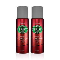 Brut Attraction Totale Deodorant Body Spray for Men, Masculine Long-Lasting Deo with Woody Fragrance, Imported, Deo Combo Pack of 2 (200ml Each)