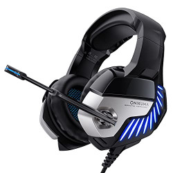 Gaming Headsets with Microphone Controller,Noise Cancelling Headphones with LED Light, Bass Stereo Sound, Comfortable Earmuffs for PS4 PS5