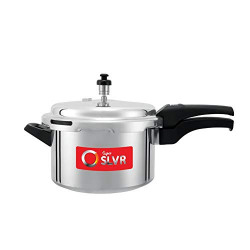 Super SLVR Standard Pressure Cooker with Aluminium Outer Lid, 5 LTR, Silver, Large