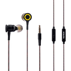 Vextron Halo Metal Wired in-Ear Earphones with One Button Mic (Black/Yellow)