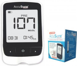 AccuSure Sensor Glucometer With 50 Test Strips Glucometer(White)