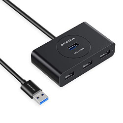 SMARTDEVIL USB Hub 3.0 High Speed, 4-Port for MacBook, Laptop, PC, High-Speed USB Splitter, USB Port Extension - 1.5M (Black)