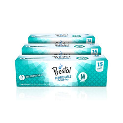 Presto! Compostable Garbage Bags, Medium - 15 bags/roll (Pack of 3)